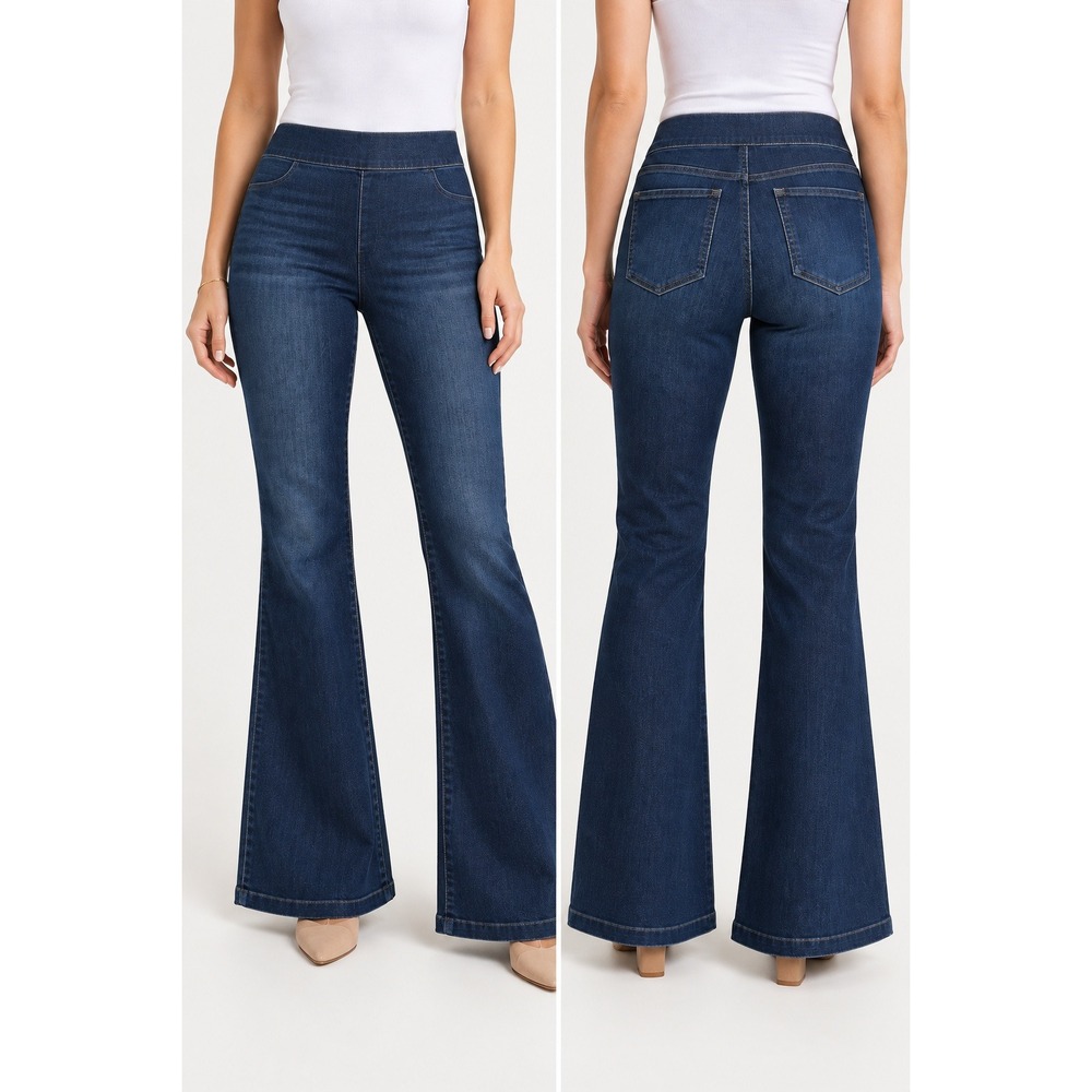 SPANXshape EveryWear Pull-On Flare Jeans XL High Rise Dark Wash Stretch